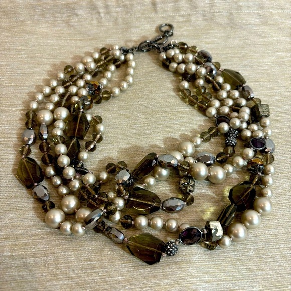 STELLA & DOT Glass Stone Pearls Sparkly Short Necklace - Picture 1 of 8
